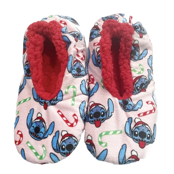 Disney Lilo & Stitch Women’s Slippers M 7-9 Pink Sherpa Lined Non Slip Holiday - Picture 1 of 6